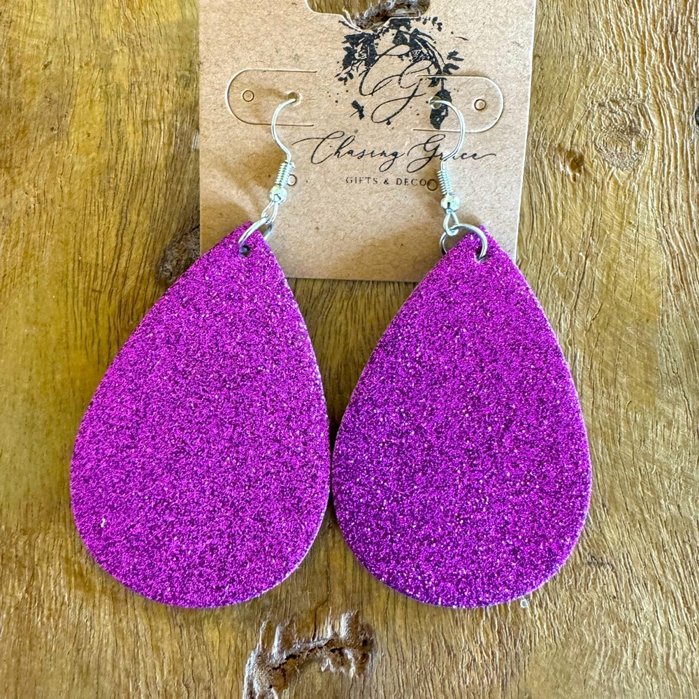 Lightweight Purple Glitter Earrings